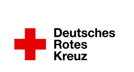 Rotes Kreuz auf weißem Grund daneben der Schriftzug Deutsches rotes Kreuz in schwarz.