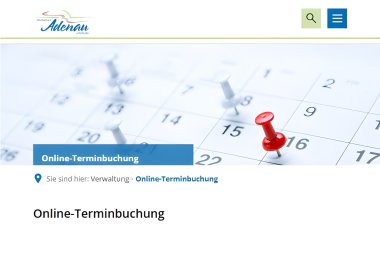 Ansicht Online-Terminbuchung Verbandsgemeinde Adenau